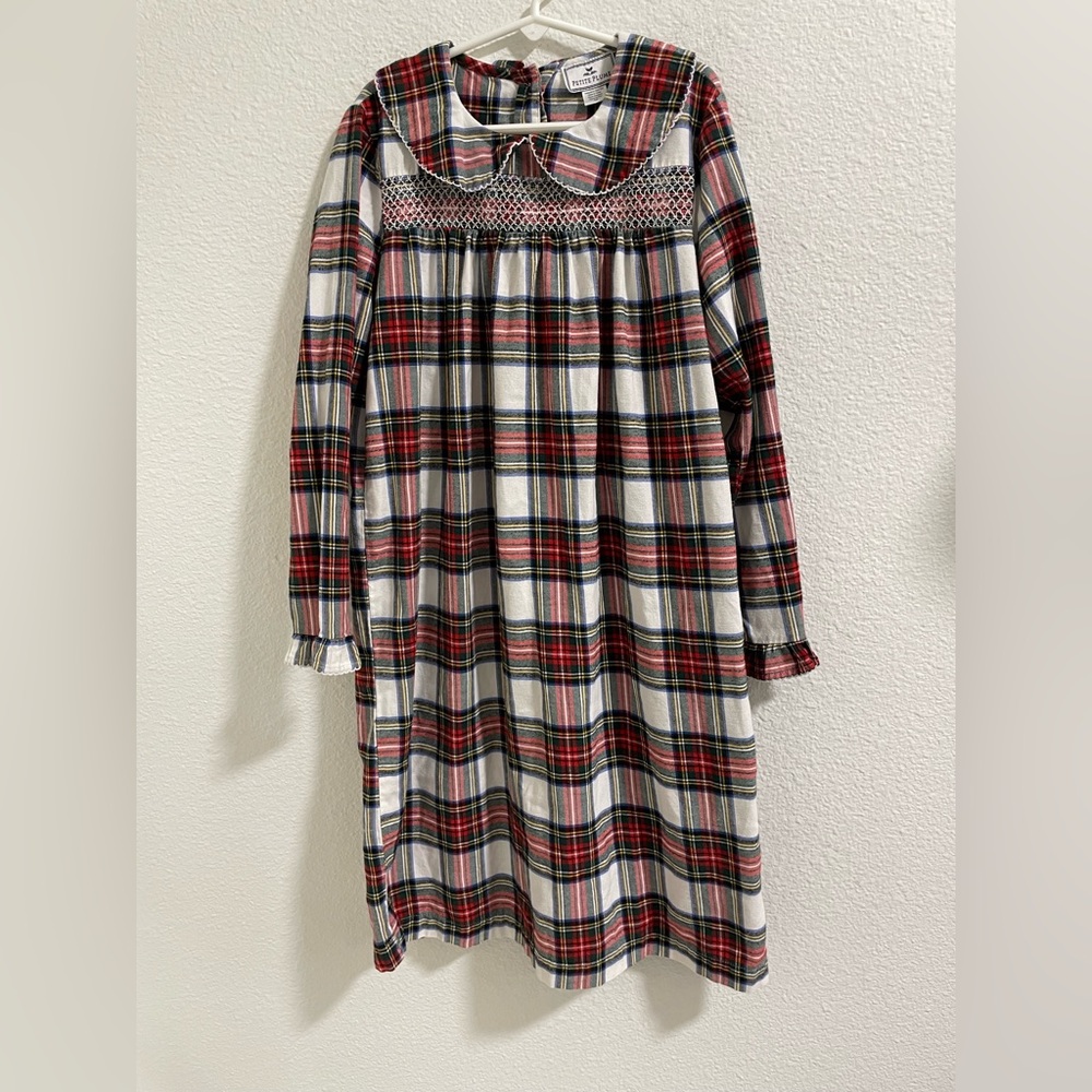 Petite Plume Charming Plaid Kids nightgown Dress with Smocked Detail
